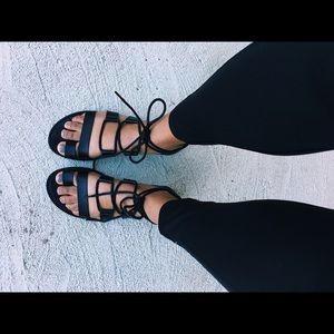 Black Lace Up Sandals